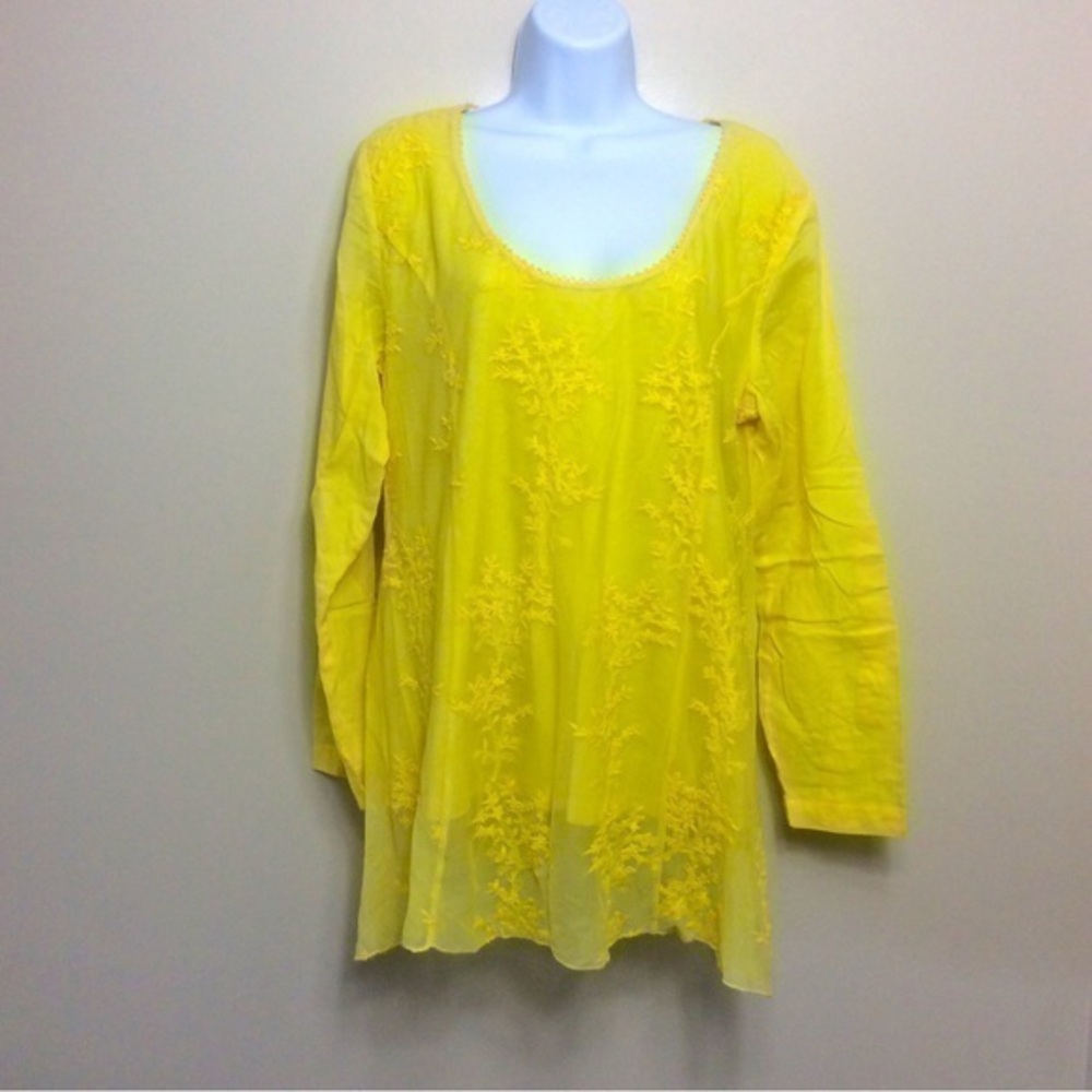 Soft Surroundings yellow lace tunic. Medium. Cotton blend